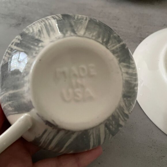 Vintage MCM Hiawatha Prim Rose Atomic Stetson China Six Tea Cups Saucers Sets - Picture 6 of 7